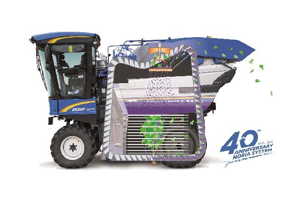 40 años de historia de innovación del sistema de noria con cestas en las vendimiadoras New Holland Braud